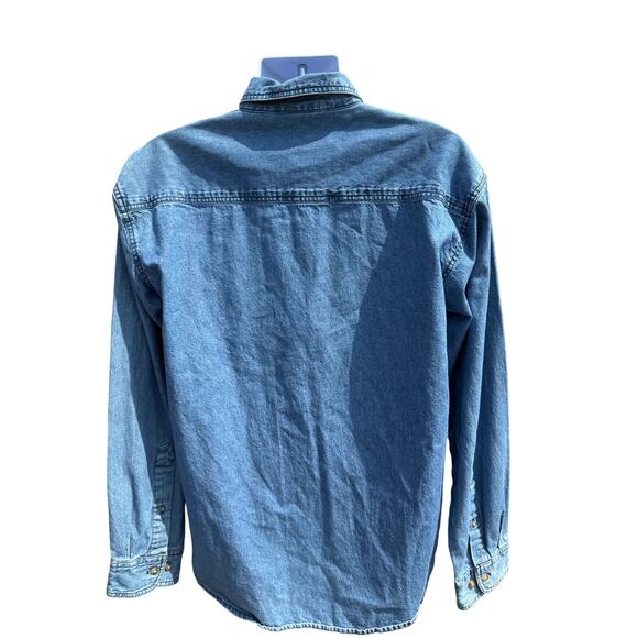 VTG 90's Illini U of I Fighting Denim button up shirt SZ L Joe College Authentic - Picture 3 of 4